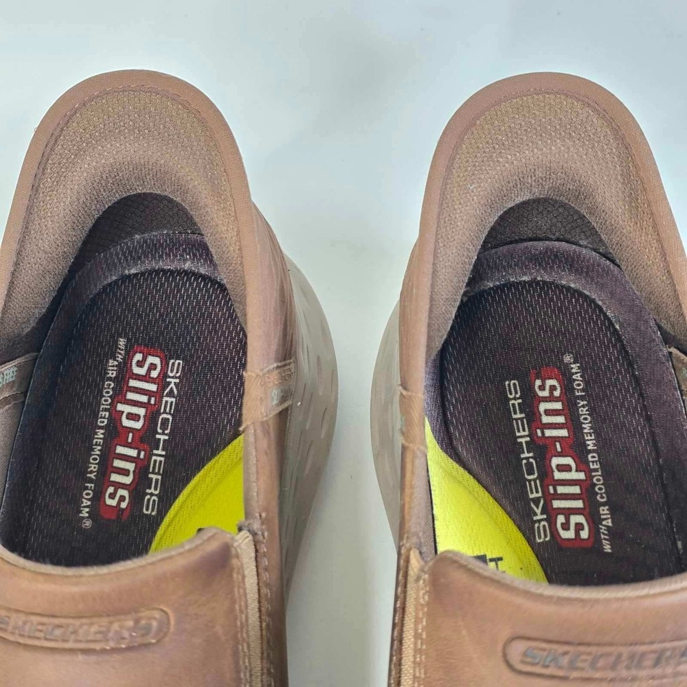 Skechers Slip-ins Go Walk Anywhere Mens 11.5 Brown Leather Loafers Sneakers DSRT - Picture 14 of 14